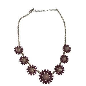 Unbranded Flower jewel statement necklace silver toned metal